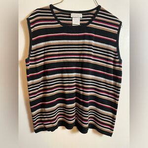 90’s Designer’sOriginals Black Striped Women's Sleeveless 100% Cotton Sweater XL